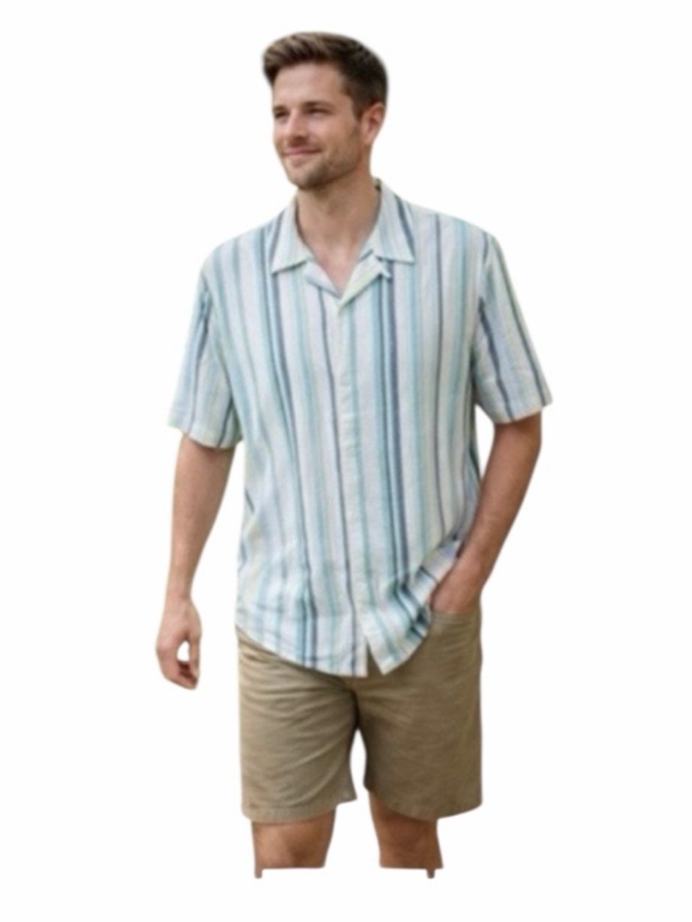 Express Linen Blend‎ Men’s Casual Striped Button Down Shirt NWT